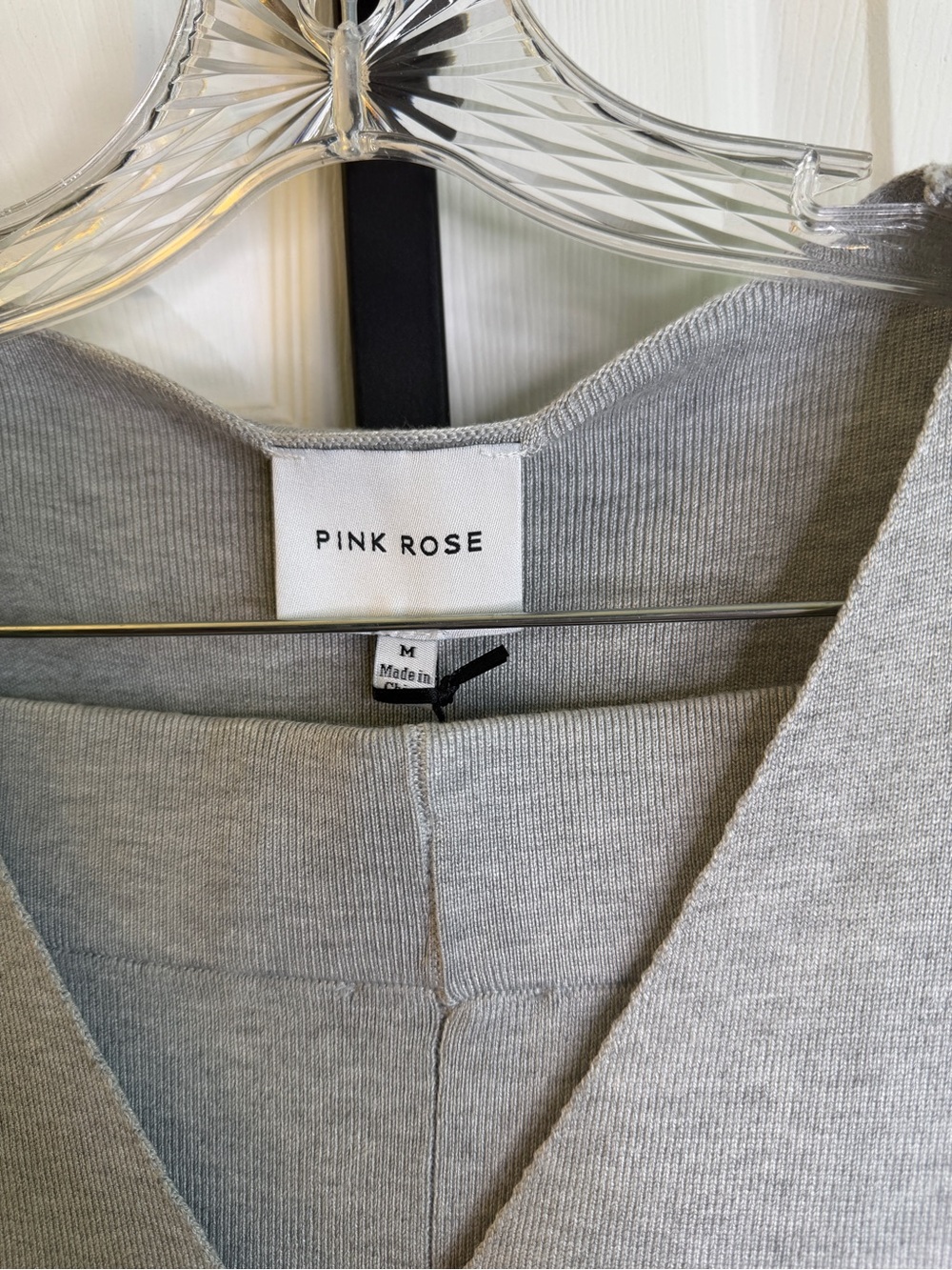 Pink Rose Light Gray Knit Vest & Wide-Leg Pants Set, size Medium, NWT - Picture 2 of 7